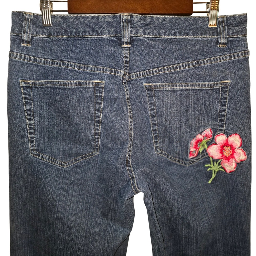 Tommy Hilfiger  Blue Wash Embroidered Floral Cropped Jeans Y2K Women's‎ 12